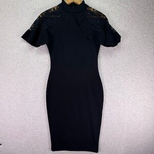 Quiz NWT Black High Neck Bodycon Dress Cocktail Party Size 4‎